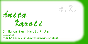 anita karoli business card